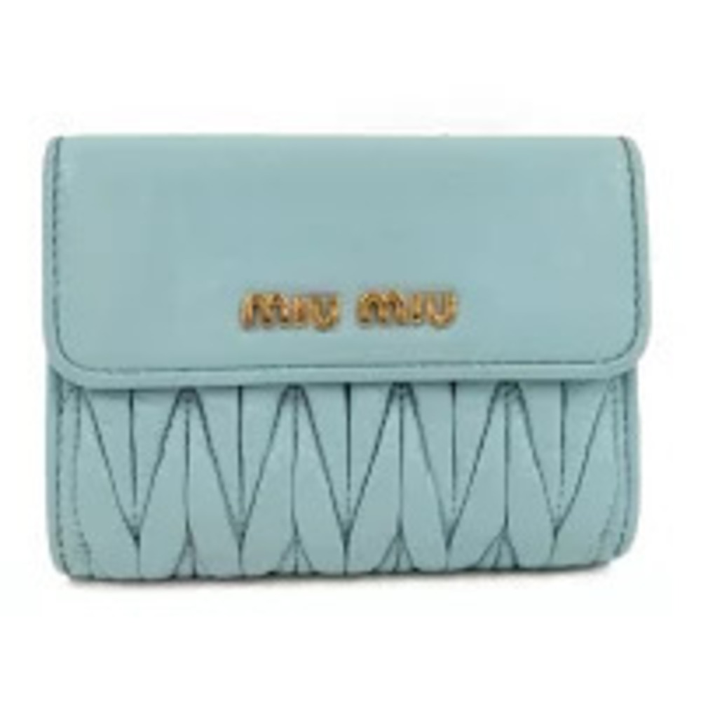 Miu Miu Compact Leather Wallet Blue